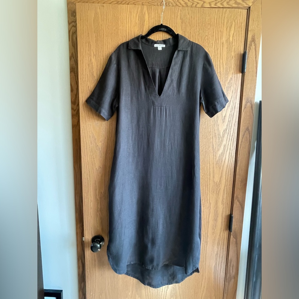 James Perse Linen Open Henley Shirt Dress - Picture 6 of 12